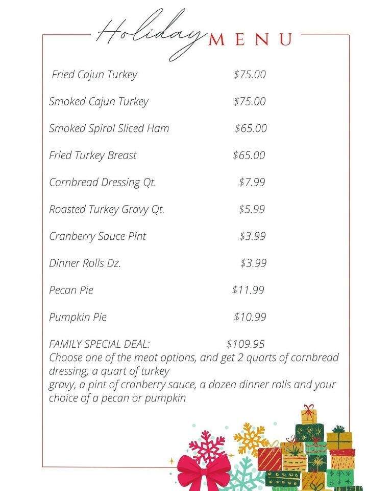 Shane's Seafood and BarBQ - Bossier City, LA menu_pic