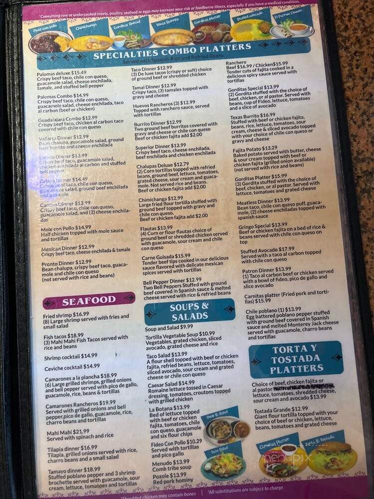 Las Palomas Mexican Restaurant - Houston, TX menu_pic