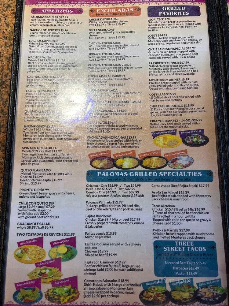 Las Palomas Mexican Restaurant - Houston, TX menu_pic