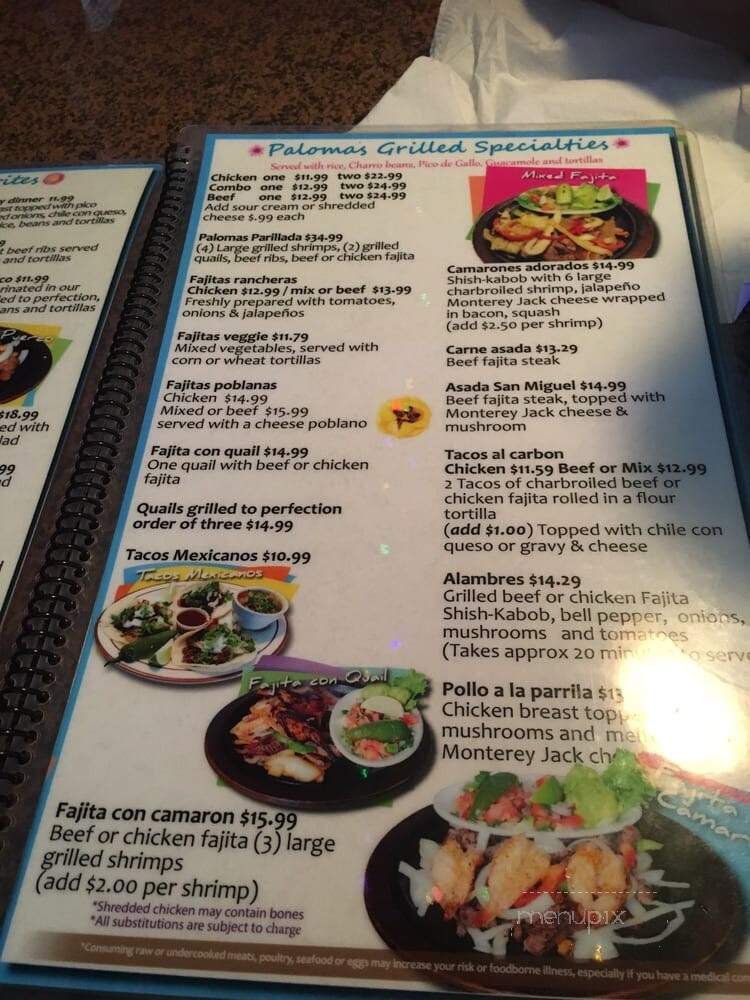 Las Palomas Mexican Restaurant - Houston, TX menu_pic