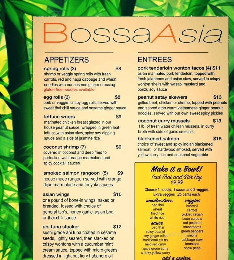 Bossanova - Alton, IL menu_pic