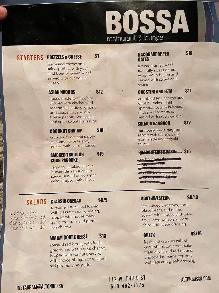 Bossanova - Alton, IL menu_pic