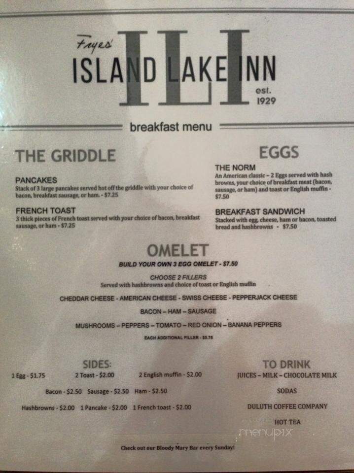 Island Lake Inn - Duluth, MN menu_pic