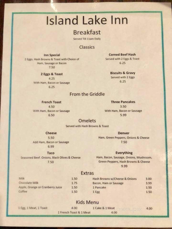 Island Lake Inn - Duluth, MN menu_pic