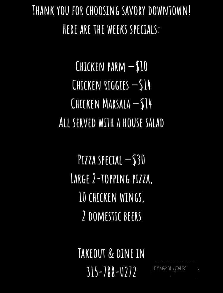 Savory Cafe - Watertown, NY menu_pic