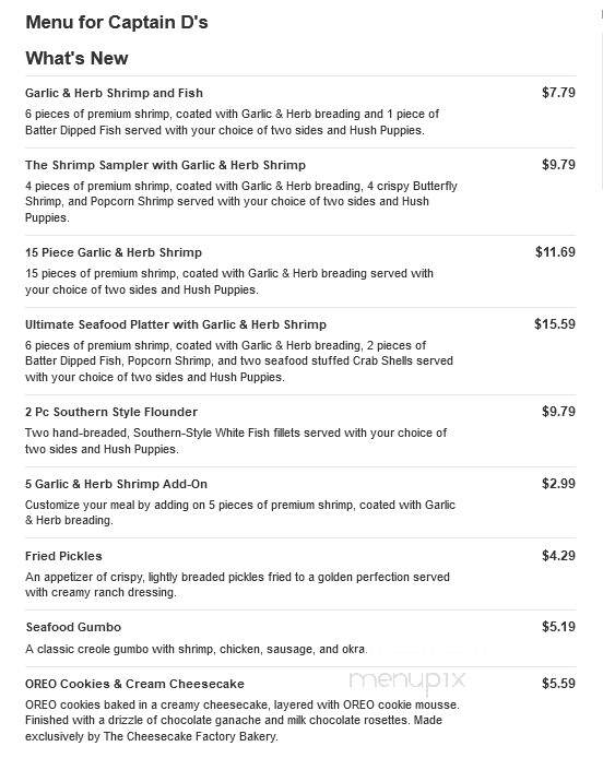 Captain D's Seafood - Sumter, SC menu_pic