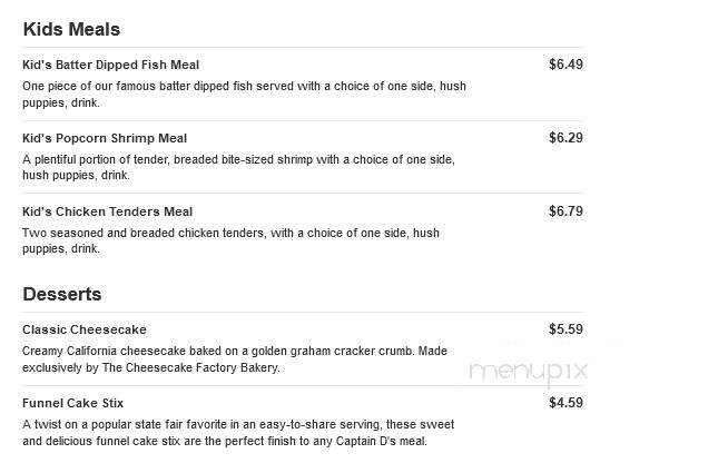 Captain D's Seafood - Sumter, SC menu_pic