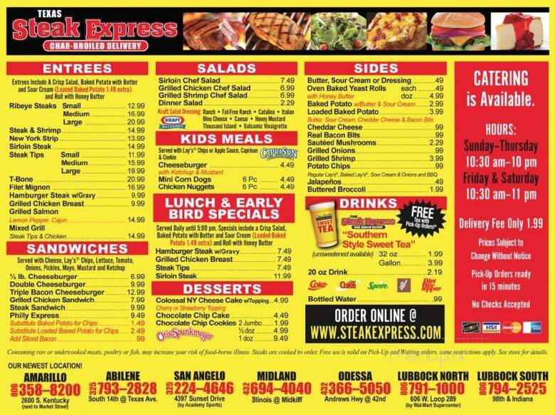 Steak Express - Abilene, TX menu_pic
