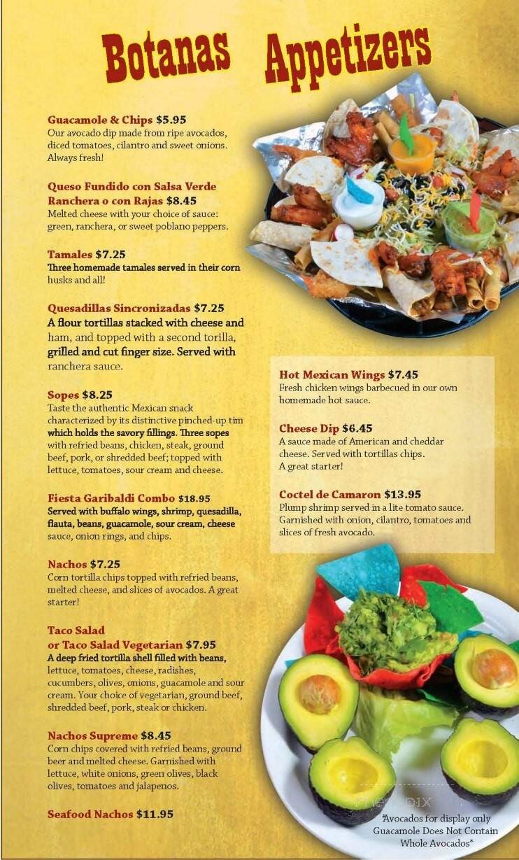Fiesta Garibaldi - Johnson Creek, WI menu_pic