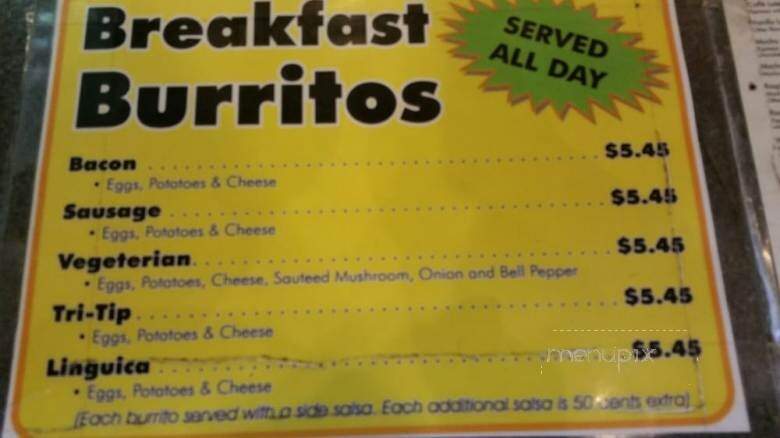 Malibu Brew Coffee - Atascadero, CA menu_pic