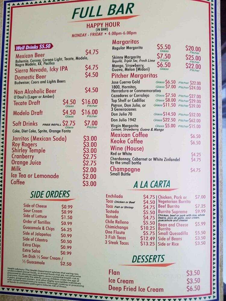 La Bamba - Truckee, CA menu_pic