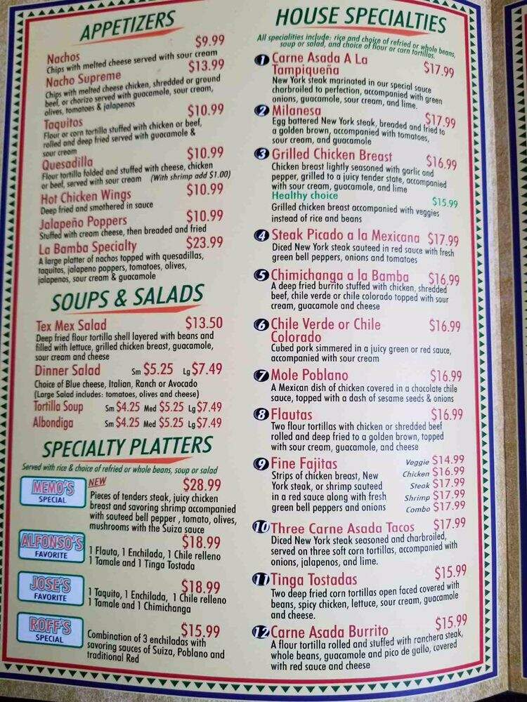 La Bamba - Truckee, CA menu_pic