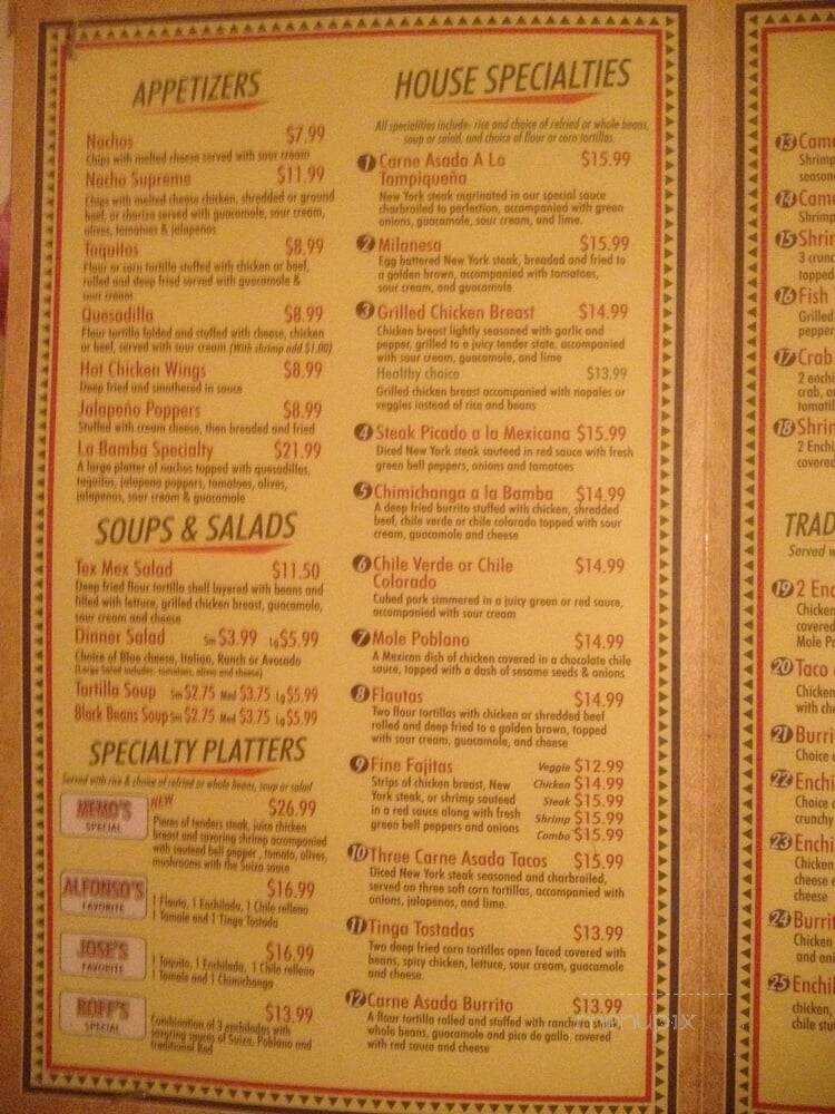 La Bamba - Truckee, CA menu_pic