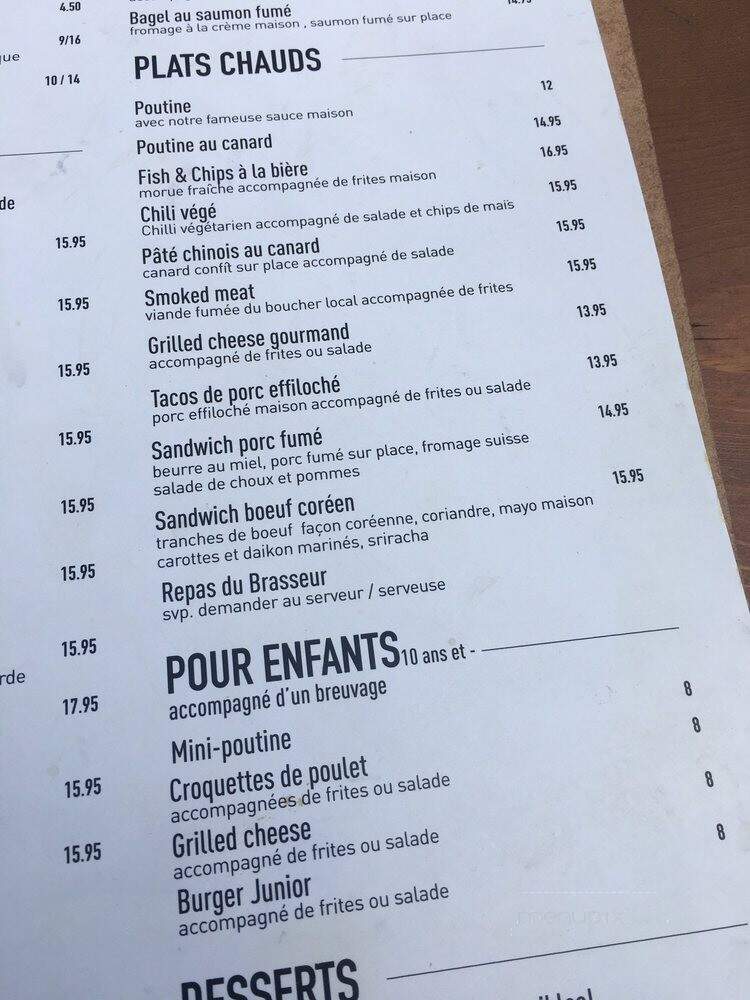 A L'Abordage Microbrasserie - Sutton, QC menu_pic