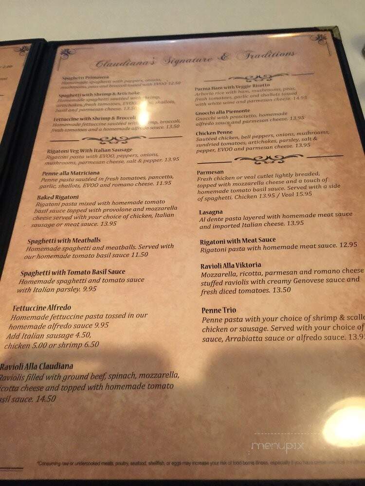 Claudiana Italian Restaurant - Columbus, OH menu_pic