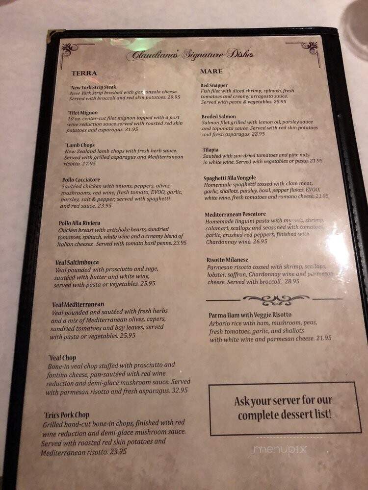 Claudiana Italian Restaurant - Columbus, OH menu_pic
