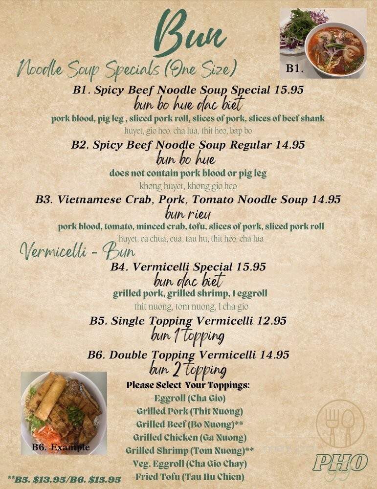 Pho 99 - Dublin, CA menu_pic