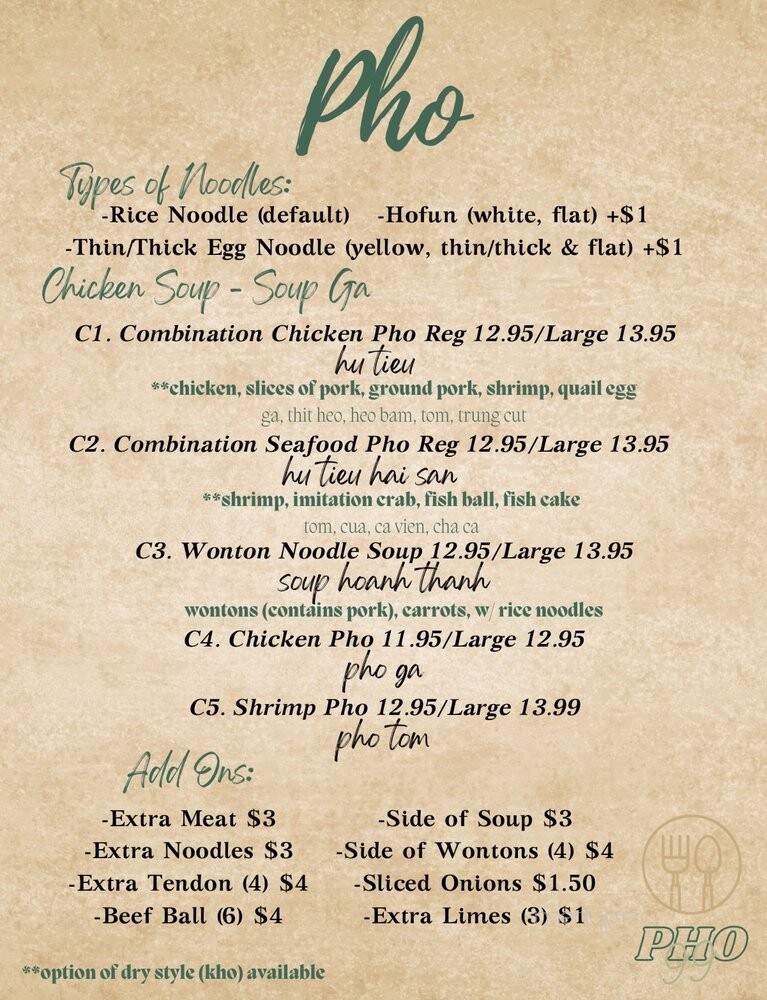 Pho 99 - Dublin, CA menu_pic
