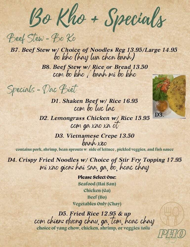 Pho 99 - Dublin, CA menu_pic