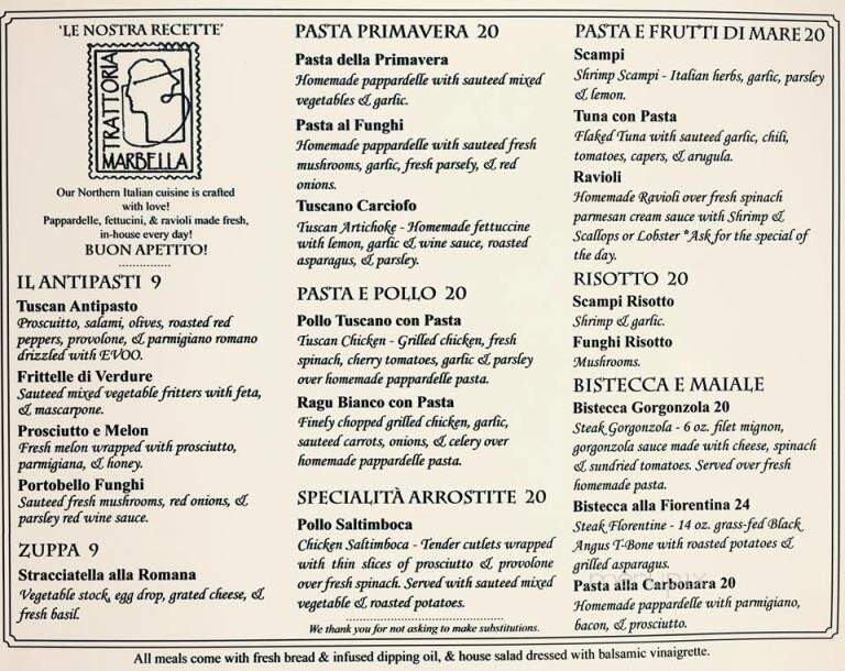 Marbella Ristorante - Ellenville, NY menu_pic