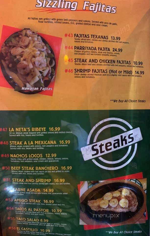 La Neta Mexican Grill - Wapakoneta, OH menu_pic