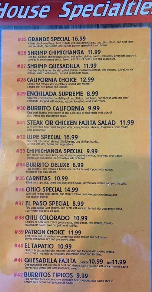 La Neta Mexican Grill - Wapakoneta, OH menu_pic