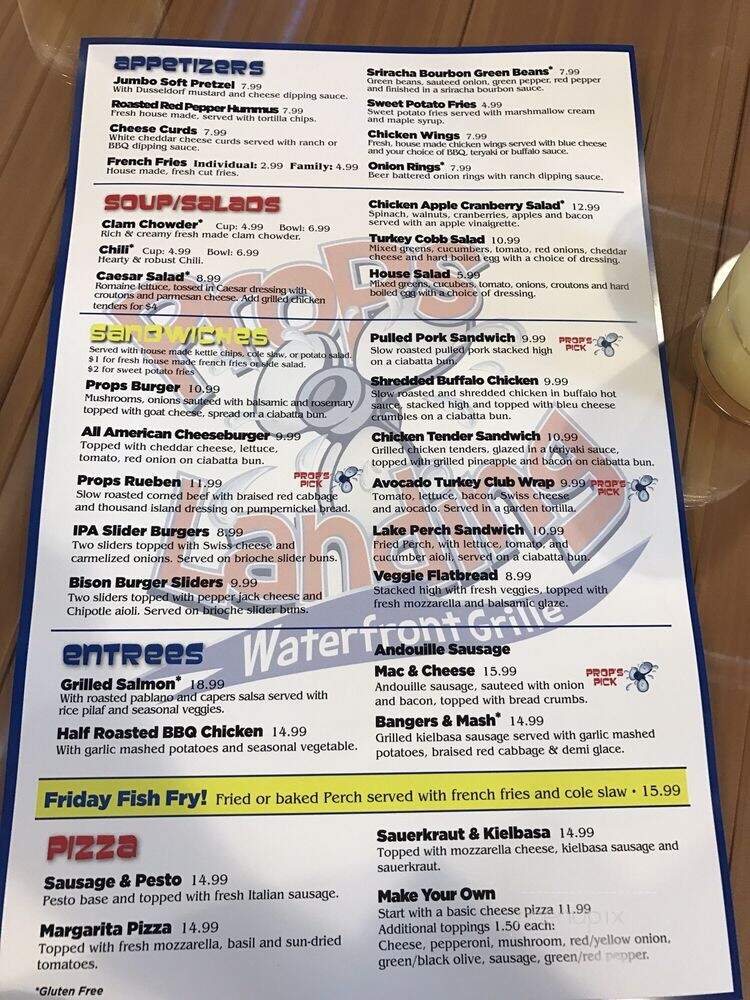 Props Landing Waterfront Grille - Hayward, WI menu_pic