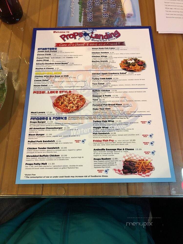 Props Landing Waterfront Grille - Hayward, WI menu_pic