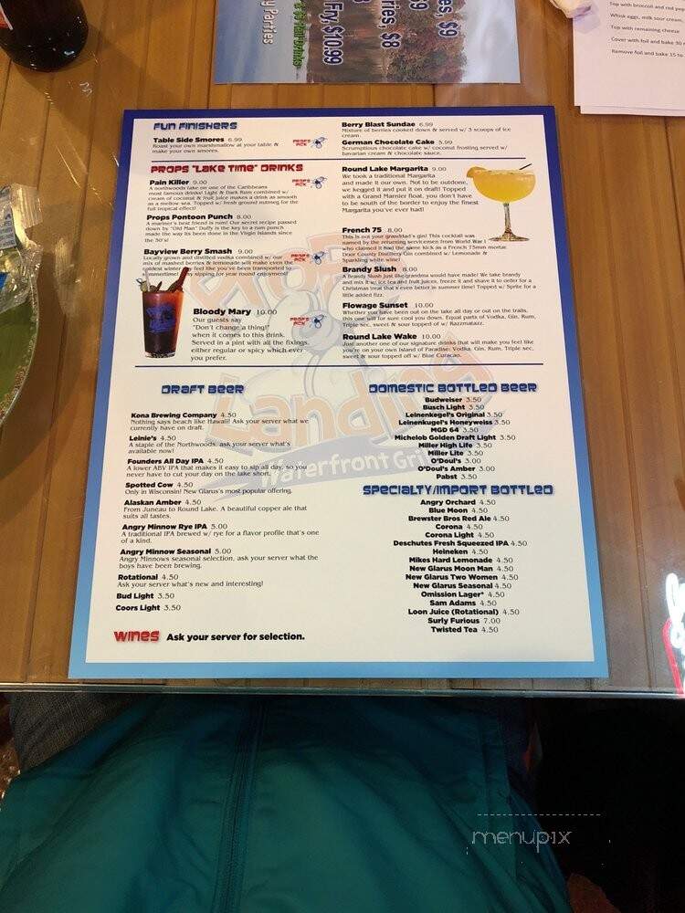 Props Landing Waterfront Grille - Hayward, WI menu_pic