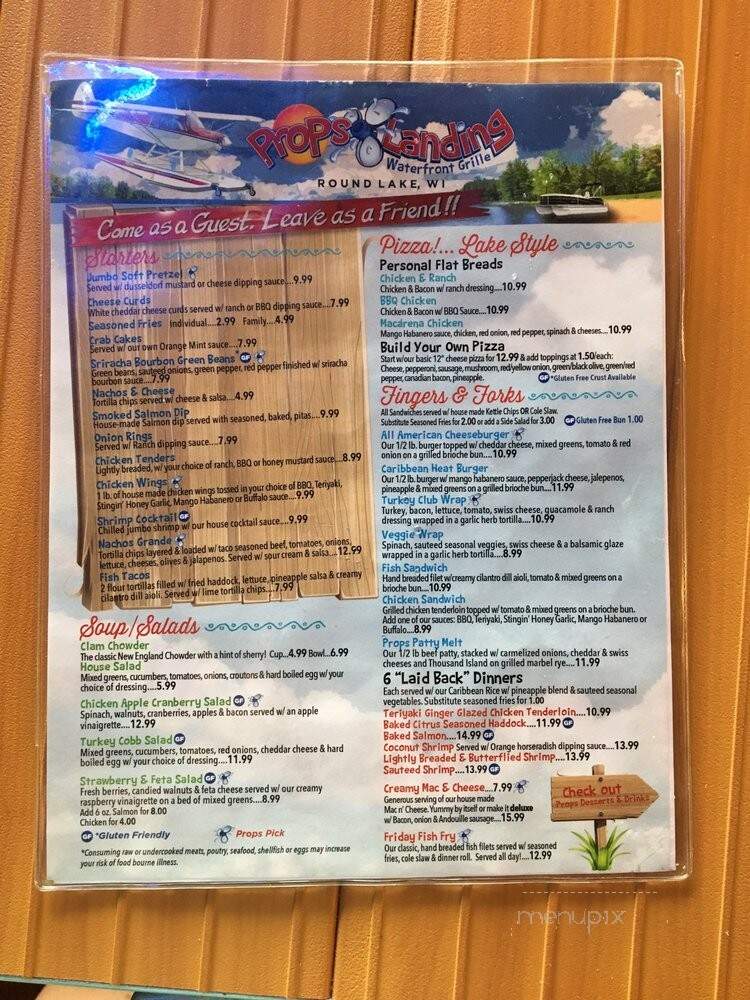 Props Landing Waterfront Grille - Hayward, WI menu_pic