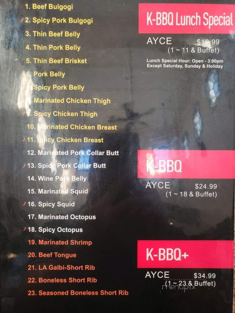 K-Bob - Korean BBQ and Buffet - Lancaster, CA menu_pic