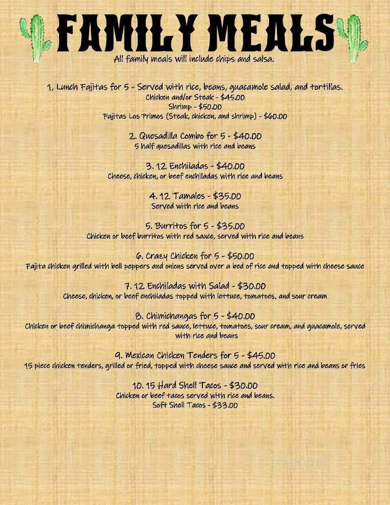Los Primos - Laurel, MS menu_pic