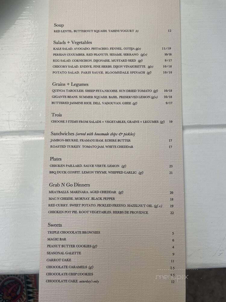 Merci Montecito - Montecito, CA menu_pic
