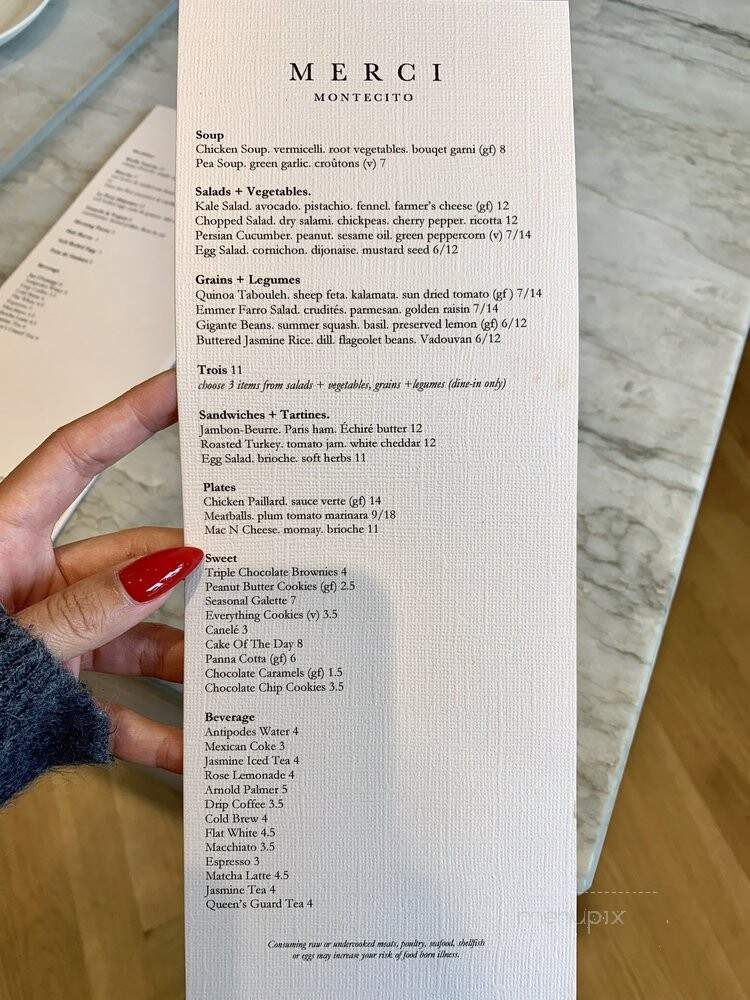 Merci Montecito - Montecito, CA menu_pic