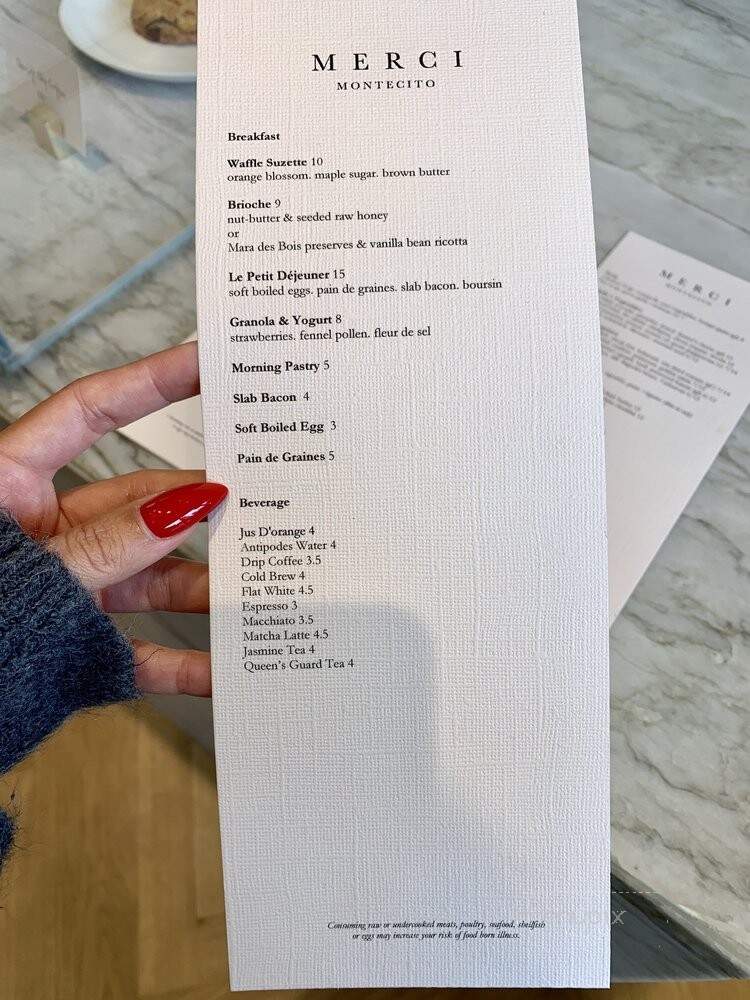 Merci Montecito - Montecito, CA menu_pic