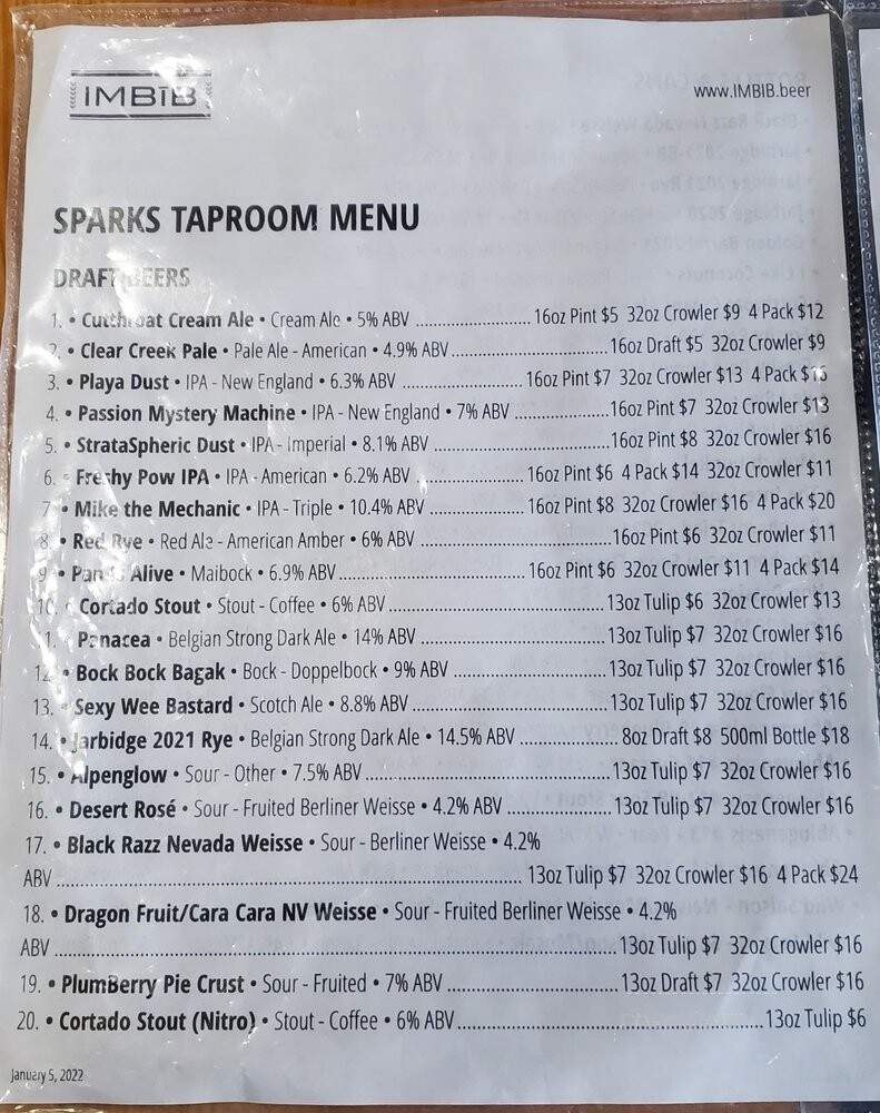 Imbib Custom Brews - Sparks, NV menu_pic