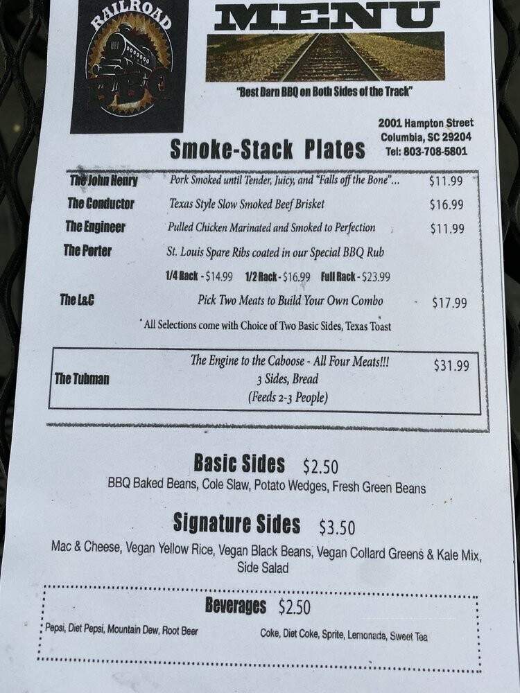 Railroad BBQ - Columbia, SC menu_pic