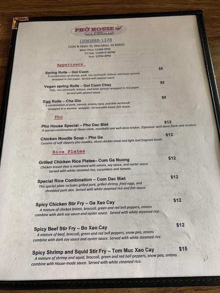 Pho House Vietnamese Rice & Noodles - Meridian, ID menu_pic