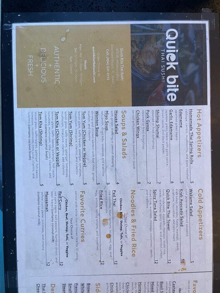 Quick Bite Thai Sushi - Deerfield Beach, FL menu_pic