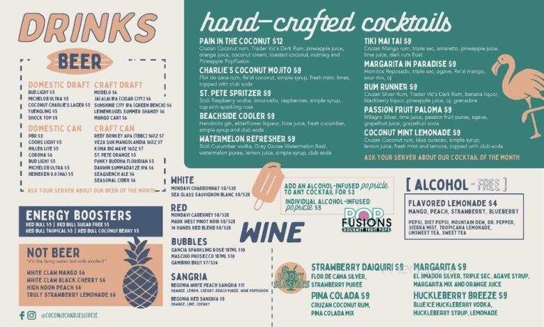 Coconut Charlie's Beach Bar & Grill - St Pete Beach, FL menu_pic