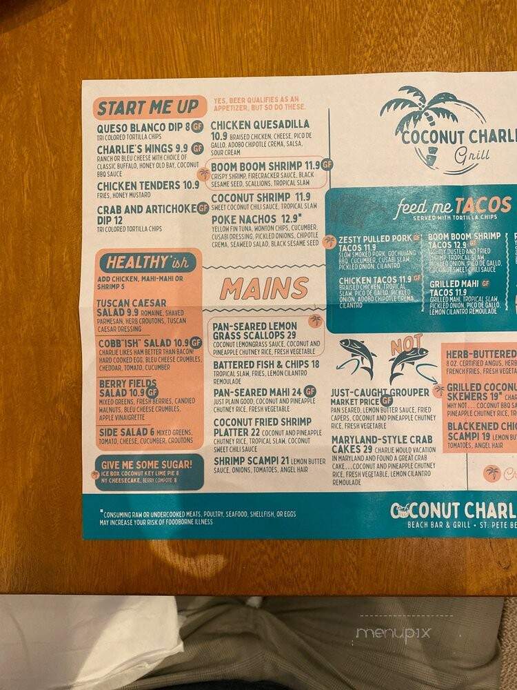 Coconut Charlie's Beach Bar & Grill - St Pete Beach, FL menu_pic