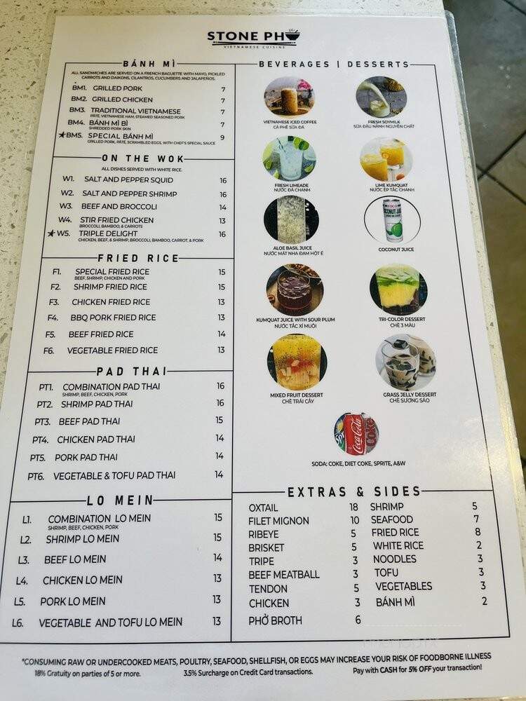 Stone Pho - Blaine, MN menu_pic