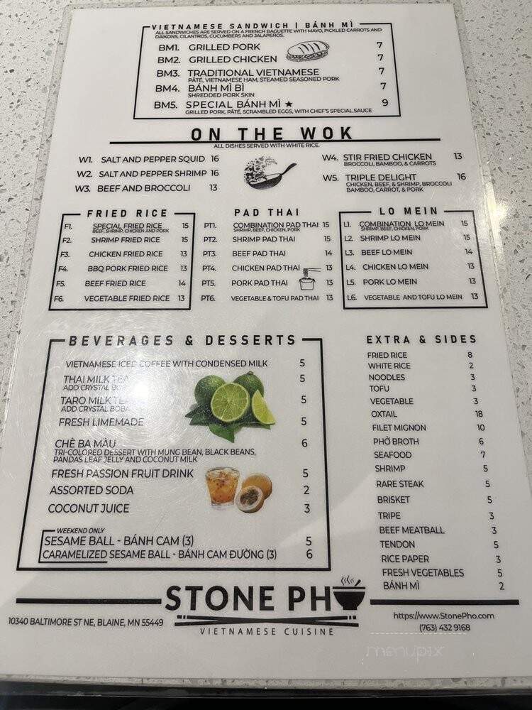 Stone Pho - Blaine, MN menu_pic