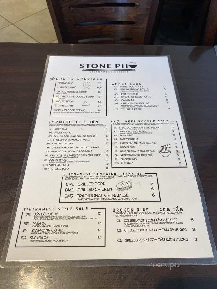 Stone Pho - Blaine, MN menu_pic