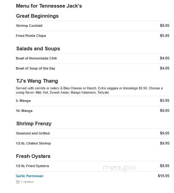 Tennessee Jack's - Morristown, TN menu_pic