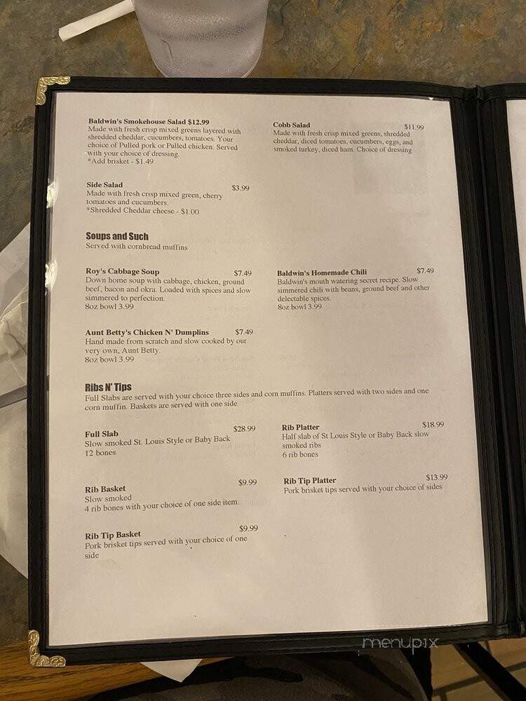 Baldwin's Smokehouse Barbeque - Saginaw, MI menu_pic