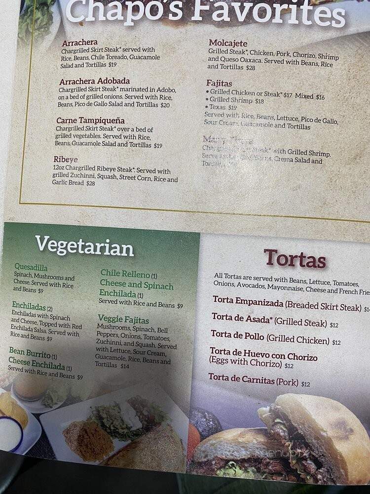 Chapo's Tequilas & Grill - Tifton, GA menu_pic