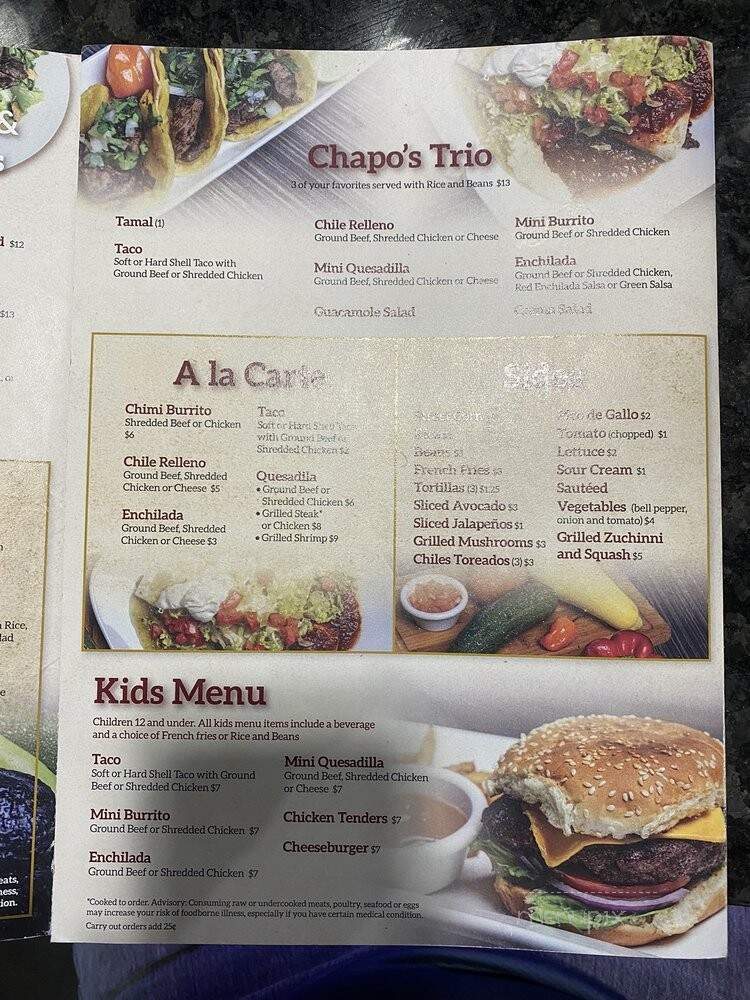 Chapo's Tequilas & Grill - Tifton, GA menu_pic