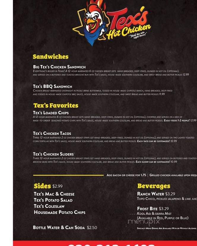 Tex's Hot Chicken - New Braunfels, TX menu_pic