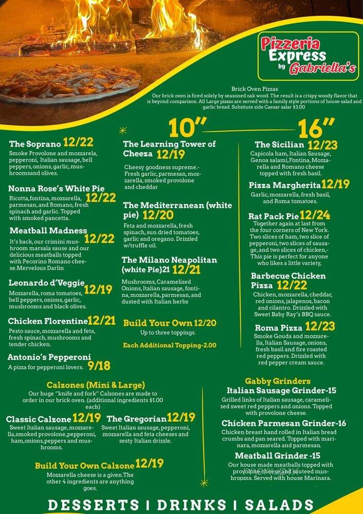 Pizzeria Express by Gabriellas - South Padre Island, TX menu_pic